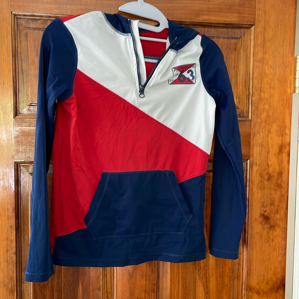 Lands End hooded rash guard 1/4 zip